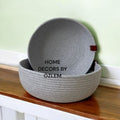 2'li Gri Sepet Takımı Dekoratif Sepet Organizer Düzenleyici Hasır Sepet Saklama Kutusu Handmade-25x10cm/23x8cm