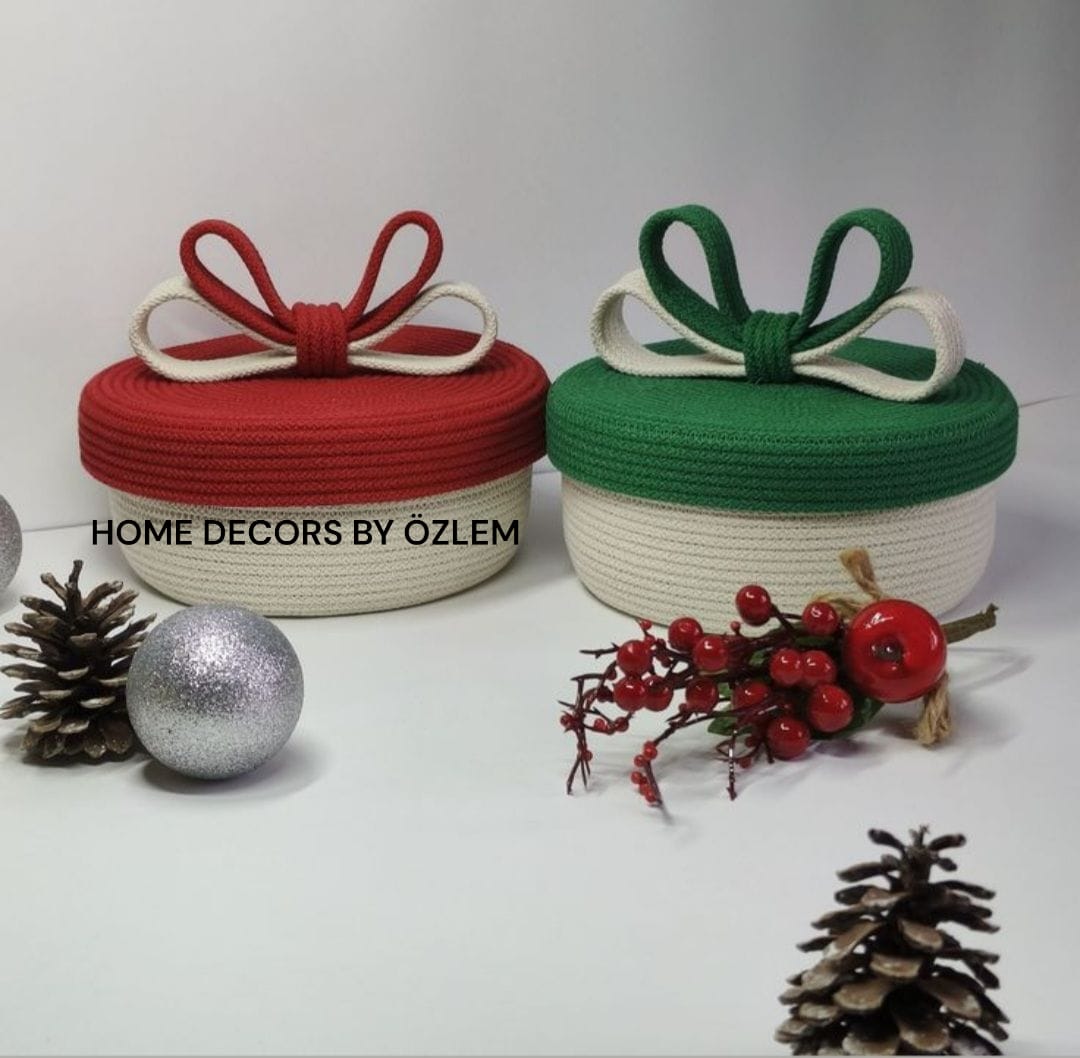 2'li Kapaklı Sepet Hasır Sepet Düzenleyici Saklama Kutusu Organizer Handmade El Emeği - 22x15 cm