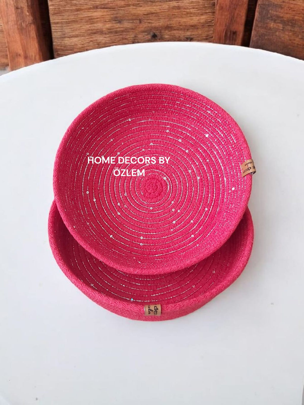 2'li Işıltılı Kırmızı Sepet Takımı Dekoratif Sepet Organizer Hasır Sepet Düzenleyici Saklama Kutusu Handmade-22x5cm/20x5cm