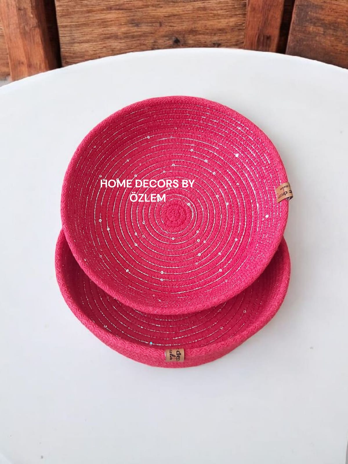 2'li Işıltılı Kırmızı Sepet Takımı Dekoratif Sepet Organizer Hasır Sepet Düzenleyici Saklama Kutusu Handmade-22x5cm/20x5cm