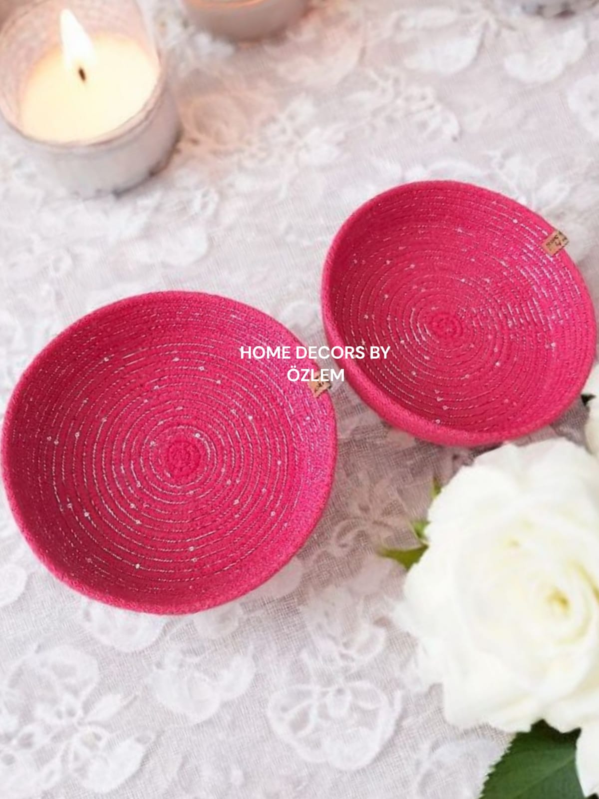 2'li Işıltılı Kırmızı Sepet Takımı Dekoratif Sepet Organizer Hasır Sepet Düzenleyici Saklama Kutusu Handmade-22x5cm/20x5cm