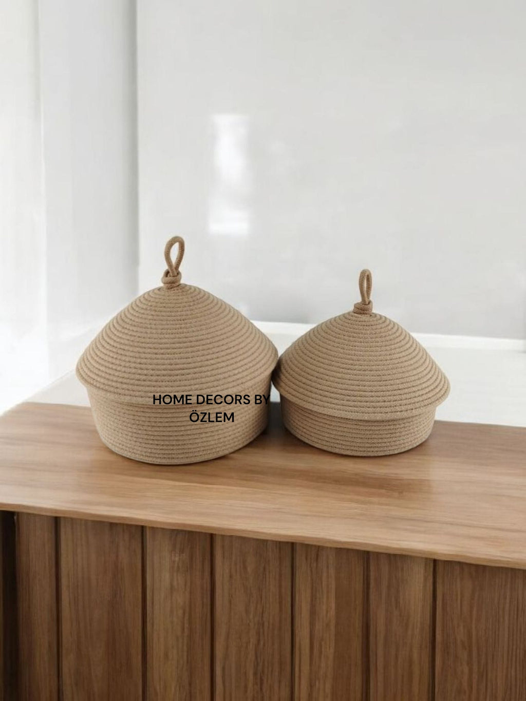 2'li Kapaklı Bej Sepet Dekoratif Sepet Saklama Kutusu Organizer Hasır Sepet Düzenleyici Handmade El Emeği El Yapımı- 25x10cm / 20x7cm