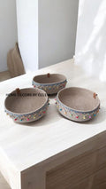 3'lü Hasır Sepet Takımı Düzenleyici Saklama Kutusu Organizer Handmade El Emeği - 25x10 cm / 27x15x10 cm
