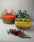 3'lü Kapaklı Hasır Sepet Takımı Kapaklı Sepet Saklama Kutusu Organizer Handmade El Emeği 22x12 cm-