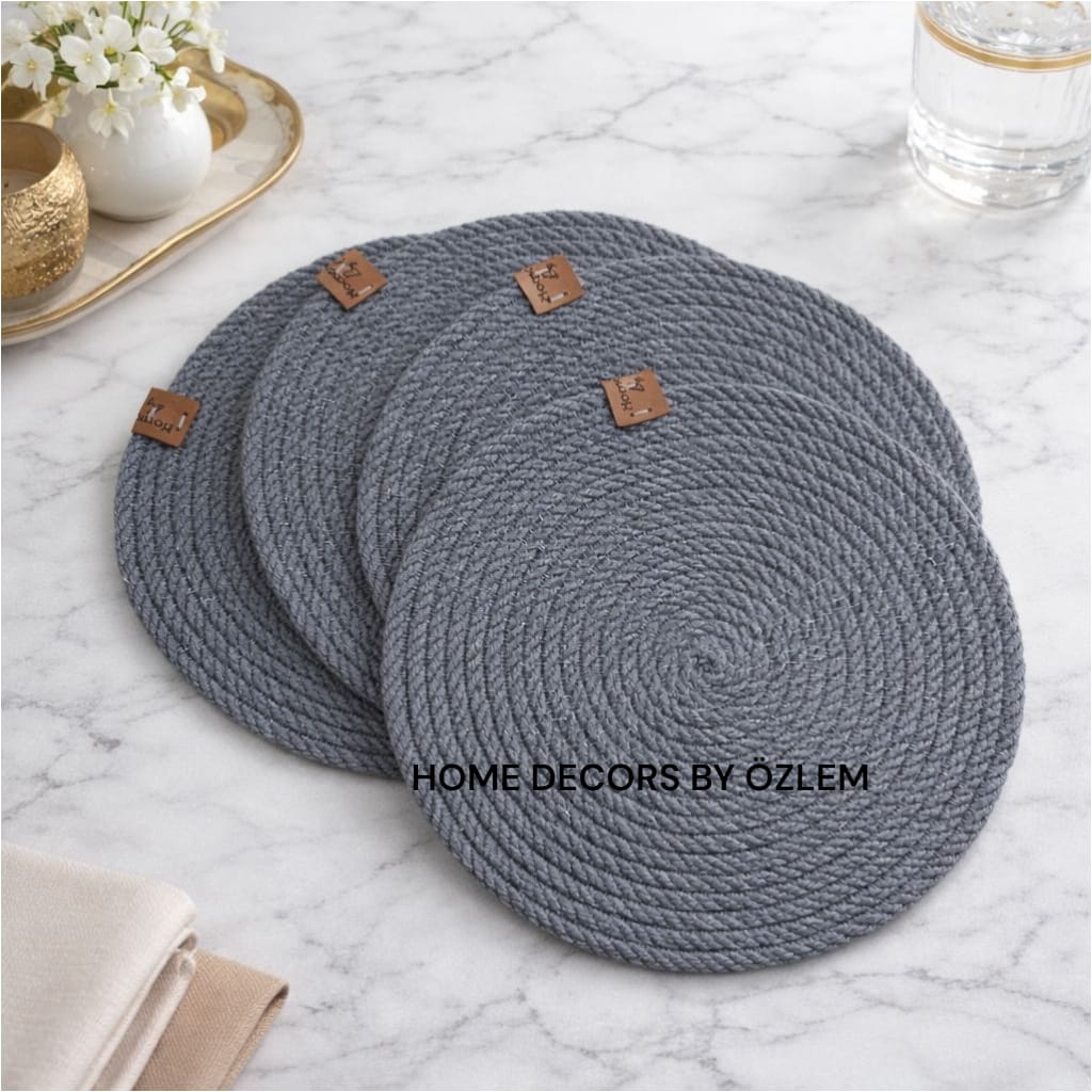 4'lü Antrasit Nihale Organizer Düzenleyici Mutfak Sofra Sunum Handmade El Emeği - 20x20 cm