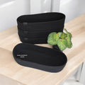 4'lü Siyah Oval Sepet Takımı Düzenleyici Organizer Saklama Kutusu Mutfak Dekor Salon Hasır Sepet Takımı - 25x10x6 cm