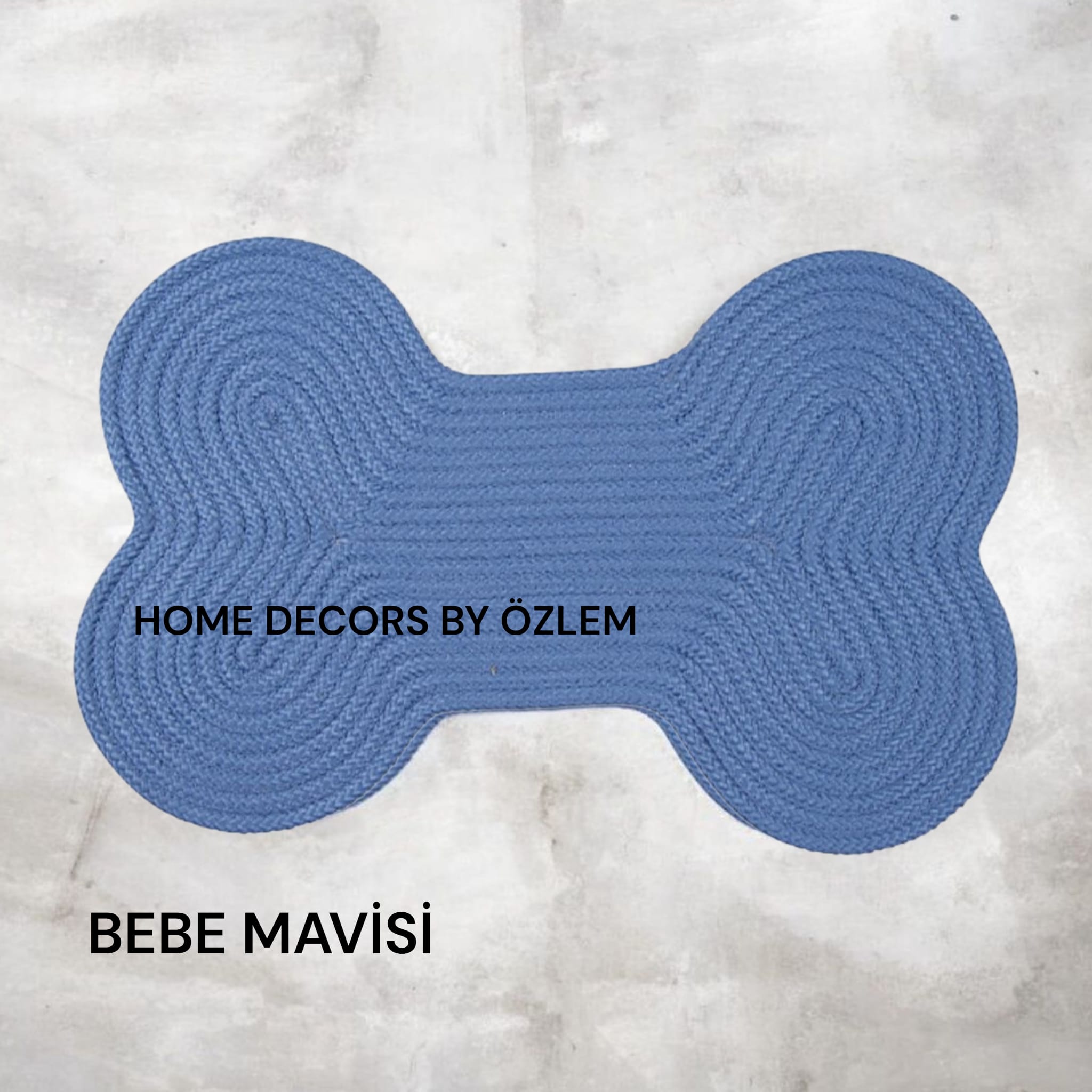 Bebe Mavisi Kedi Mama Matı Köpek Mama Matı Mama Paspası Düzenleyici Kedi Aksesuarı Organizer Handmade El Emeği - 62x41 cm