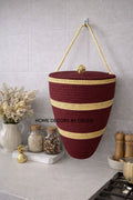 Bordo Altın (Gold) Poşetlik Kapaklı Poşetlik Organizer Düzenleyici Saklama Kutusu El Emeği Handmade - 30x25 cm