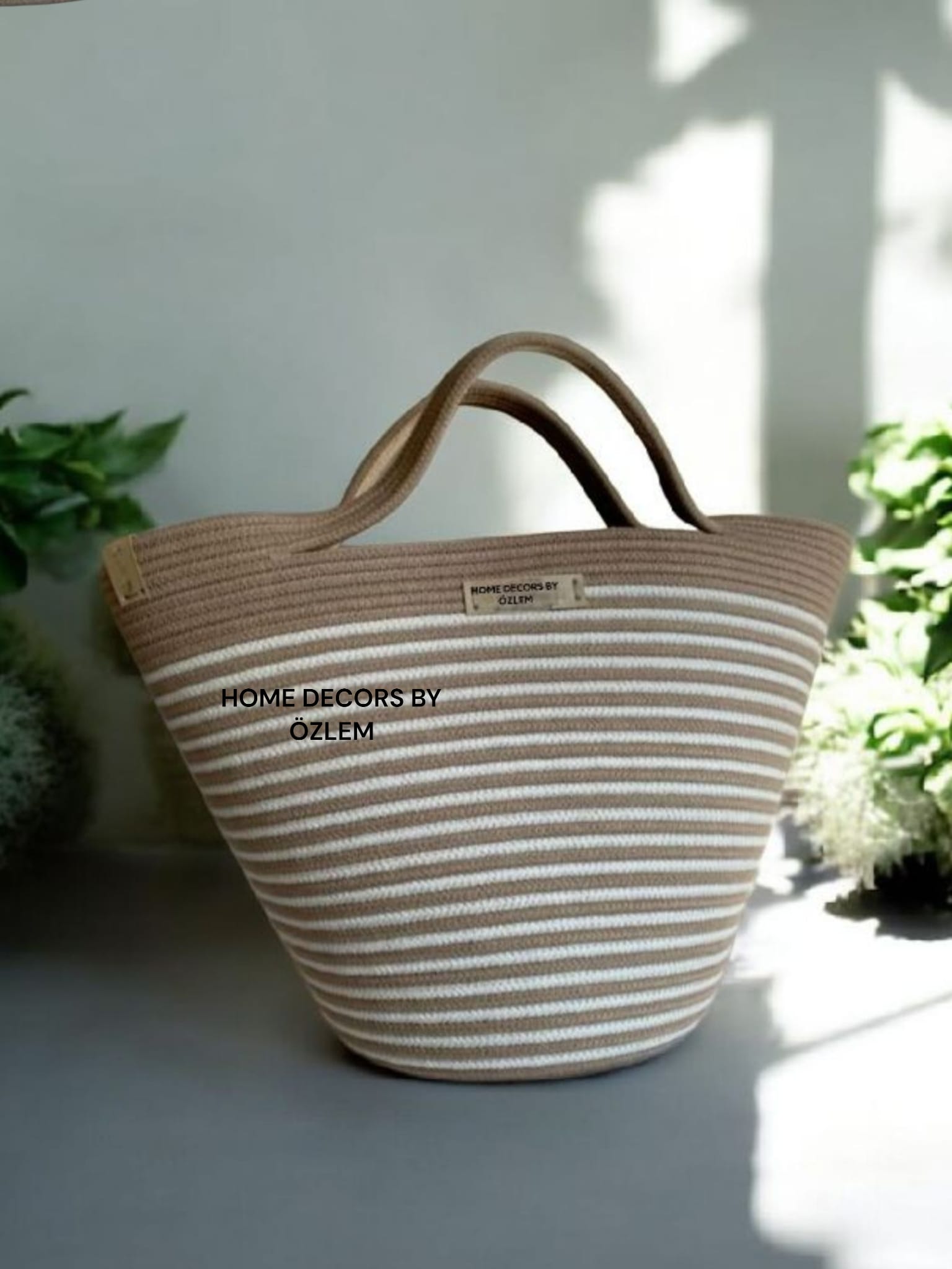 Bej Ekru El Kol Plaj Çantası Günlük Çanta Hasır Çanta El Emeği Handmade - 40~42x30cm