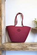 Bordo Omuz Çantası Plaj Çantası Günlük Çanta Hasır Çanta El Emeği Handmade - 40~42x30cm