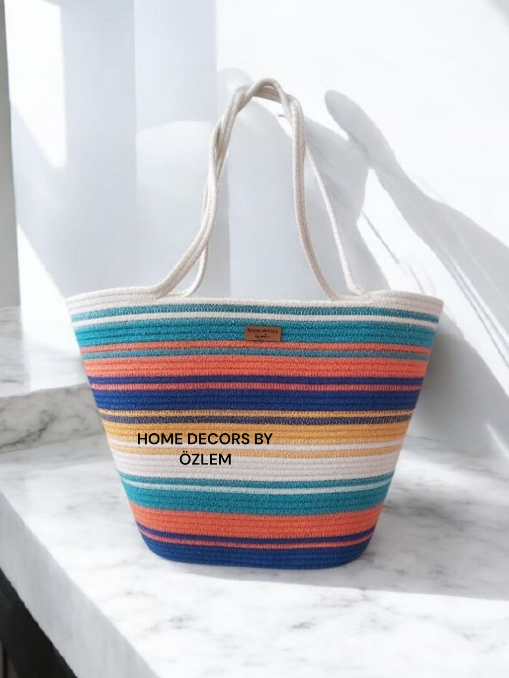 Çok Renkli Mix Omuz Çantası Plaj Çantası Günlük Çanta Hasır Çanta El Emeği Handmade - 40~42x30cm
