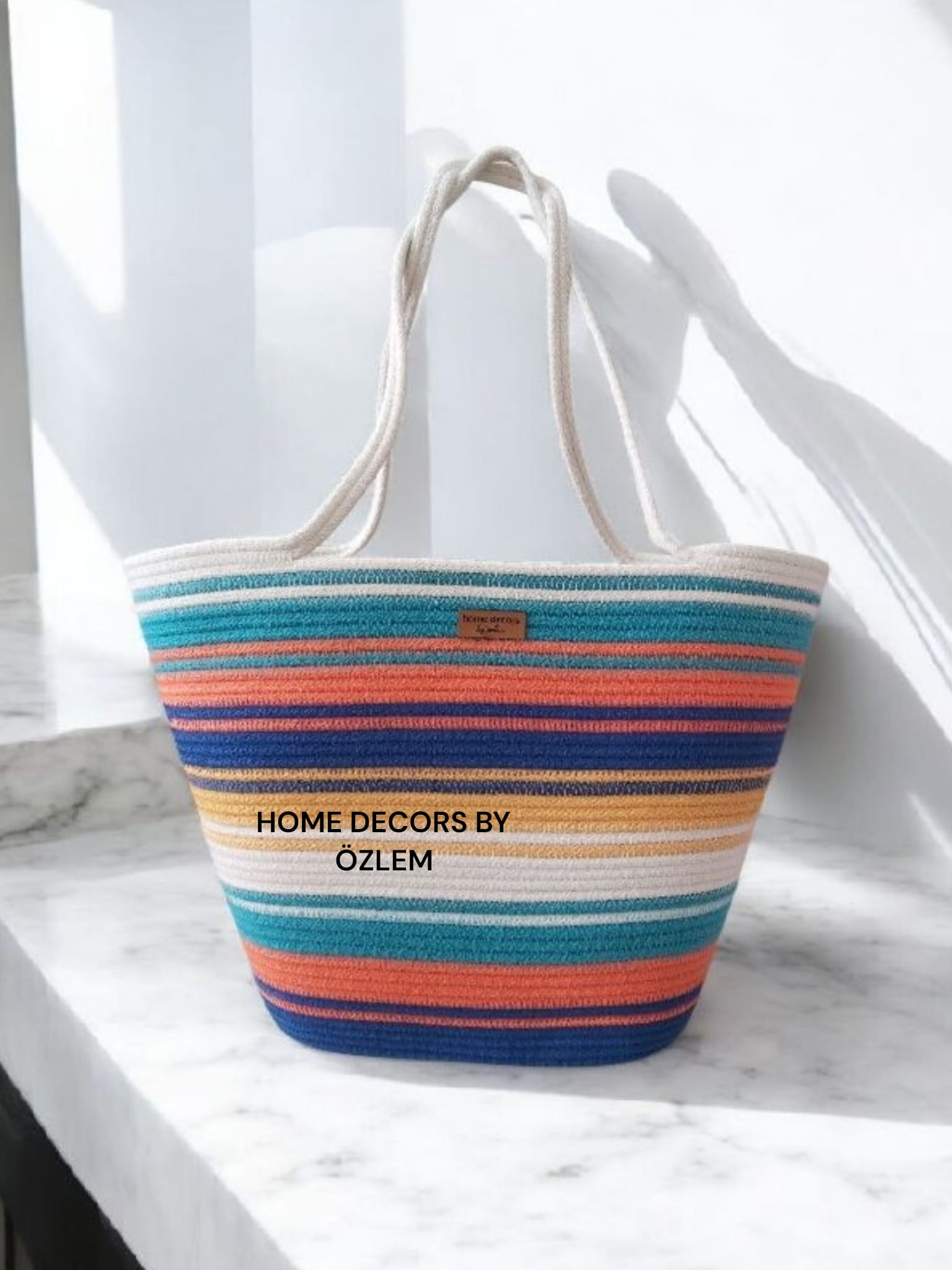 Çok Renkli Mix Omuz Çantası Plaj Çantası Günlük Çanta Hasır Çanta El Emeği Handmade - 40~42x30cm
