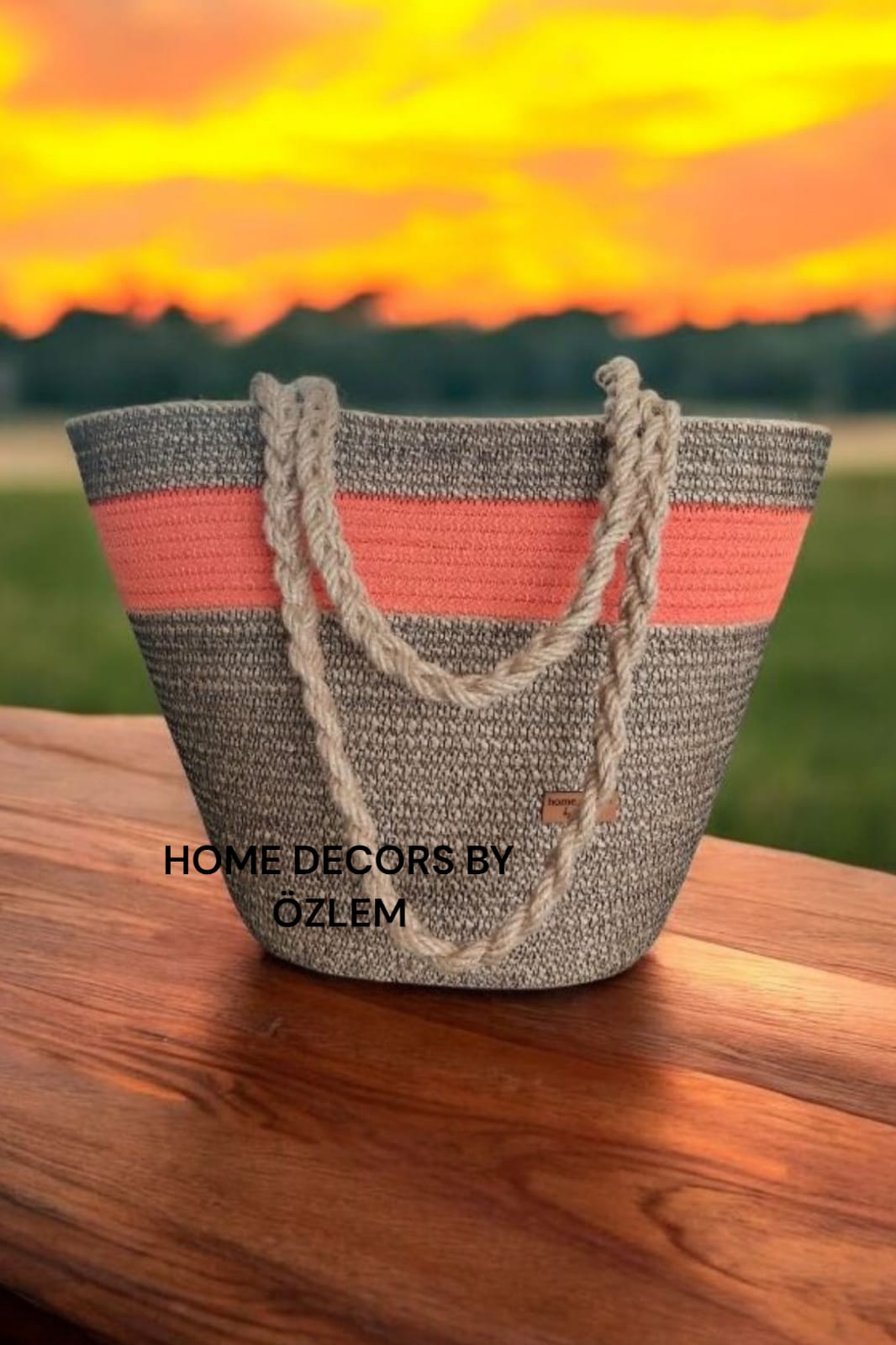 Hasır Turuncu Omuz Çantası Plaj Çantası Günlük Çanta Hasır Çanta El Emeği Handmade - 40~42x30cm