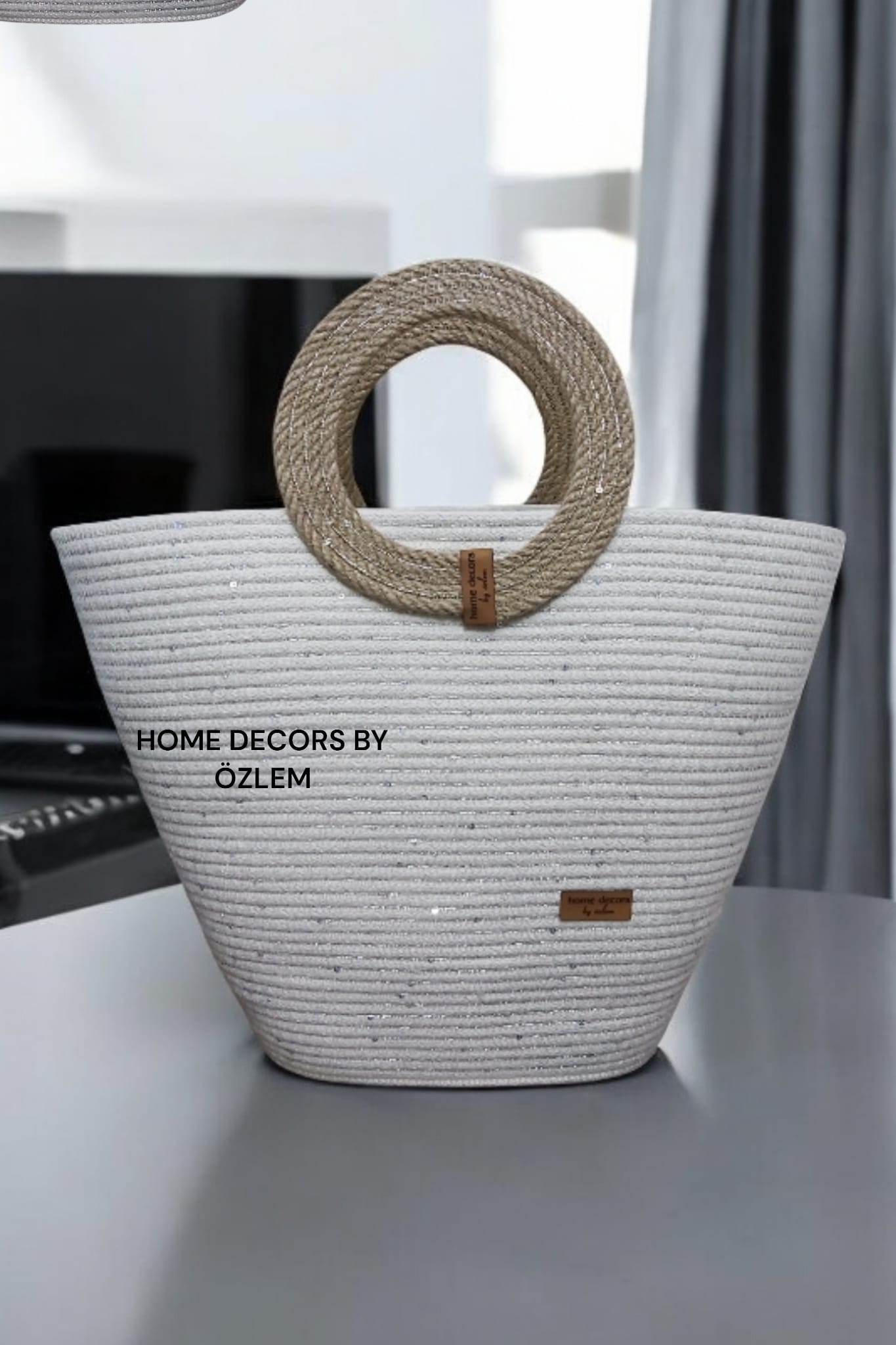 Işıltılı Hasır Ekru El Kol Plaj Çantası Günlük Çanta Hasır Çanta El Emeği Handmade - 40~42x30cm
