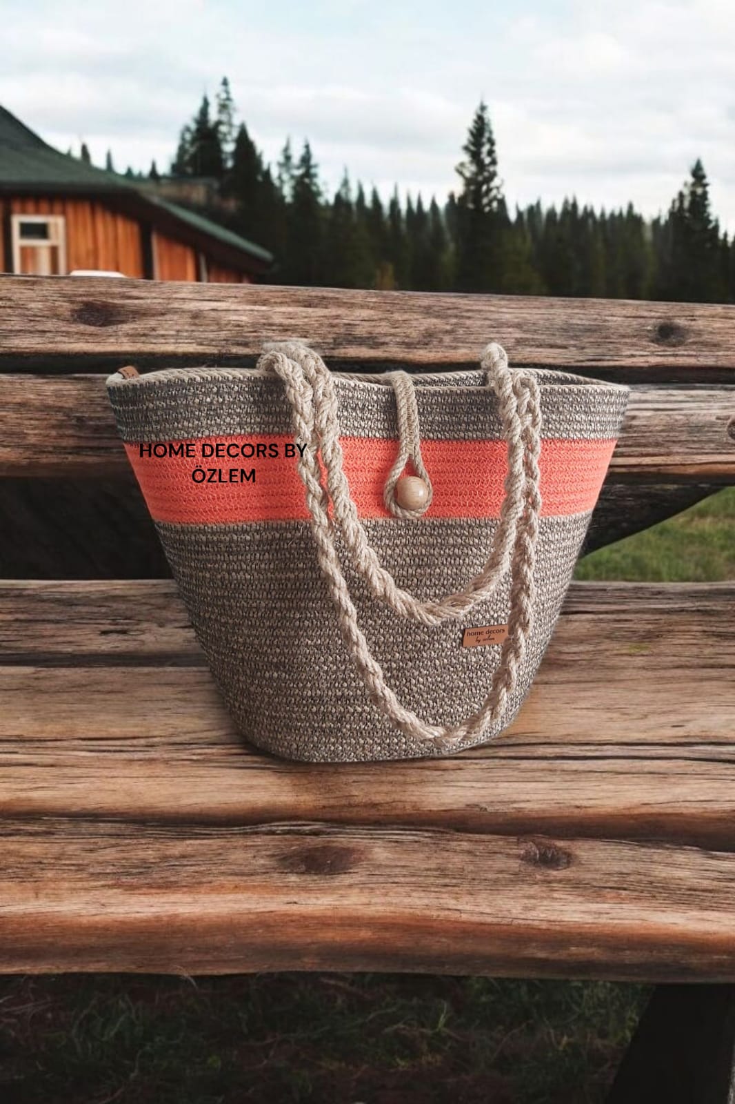 Hasır Turuncu Omuz Çantası Plaj Çantası Günlük Çanta Hasır Çanta El Emeği Handmade - 40~42x30cm