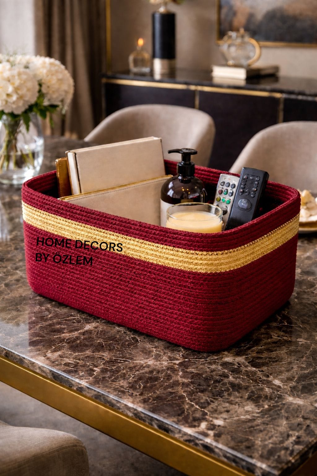 Dikdörtgen Sepet Dekoratif Sepet Saklama Kutusu Organizer Hasır Sepet Düzenleyici Handmade El Emeği - 30x15x15 cm