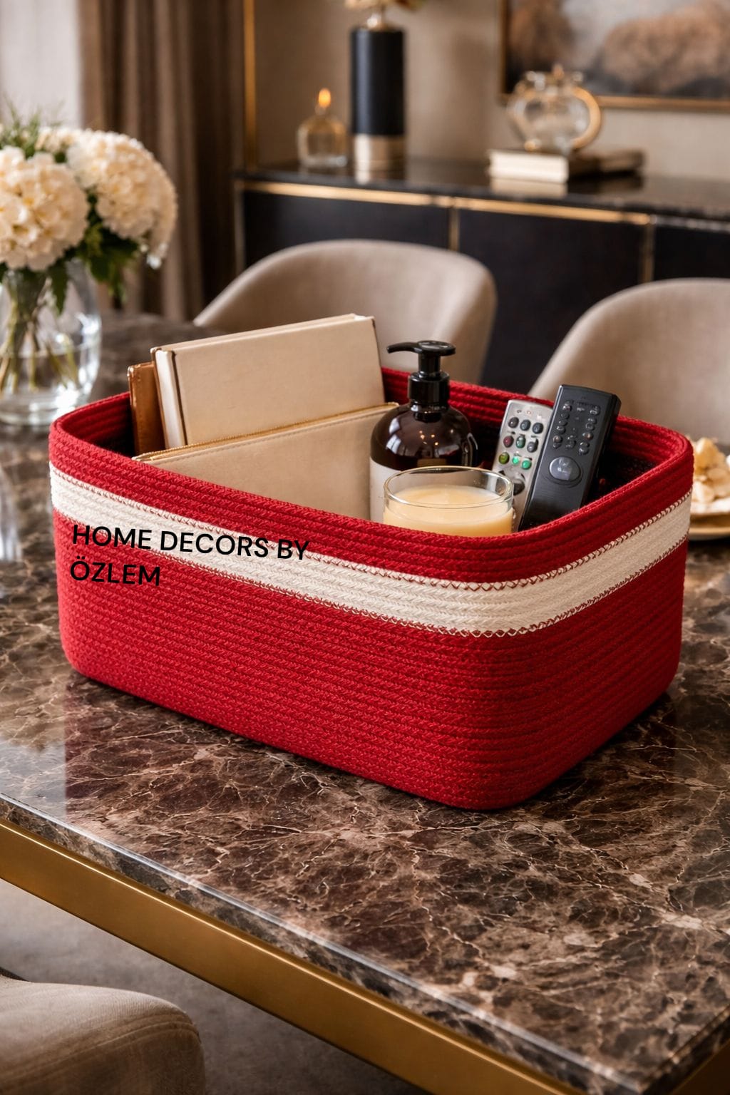 Dikdörtgen Sepet Dekoratif Sepet Saklama Kutusu Organizer Hasır Sepet Düzenleyici Handmade El Emeği - 30x15x15 cm