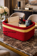 Dikdörtgen Sepet Dekoratif Sepet Saklama Kutusu Organizer Hasır Sepet Düzenleyici Handmade El Emeği - 30x15x15 cm