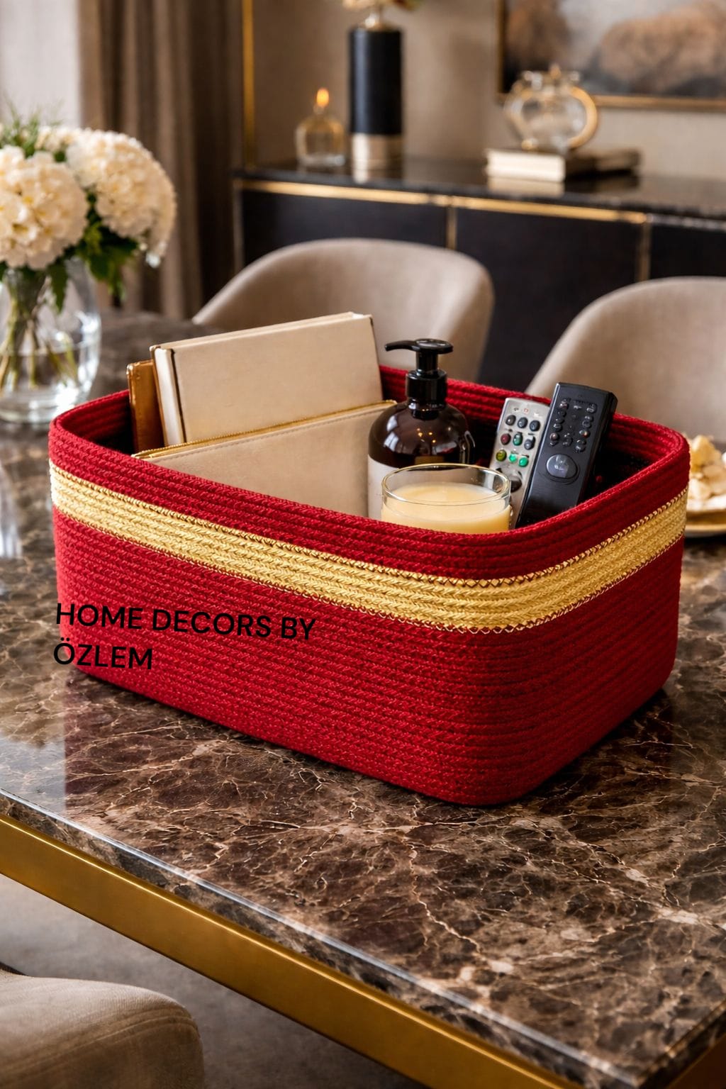 Dikdörtgen Sepet Dekoratif Sepet Saklama Kutusu Organizer Hasır Sepet Düzenleyici Handmade El Emeği - 30x15x15 cm