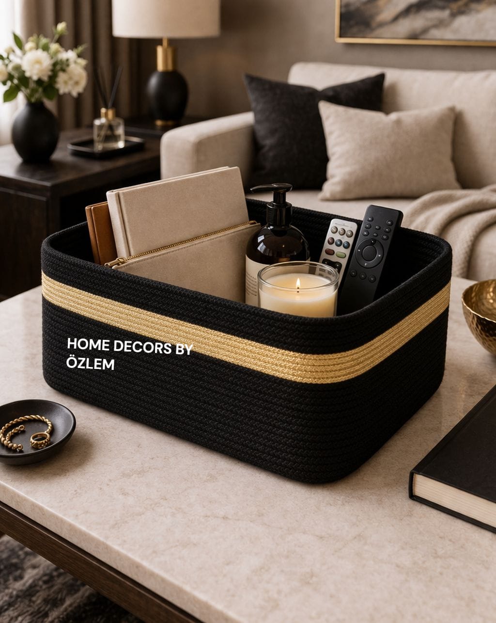 Dikdörtgen Sepet Dekoratif Sepet Saklama Kutusu Organizer Hasır Sepet Düzenleyici Handmade El Emeği - 30x15x15 cm