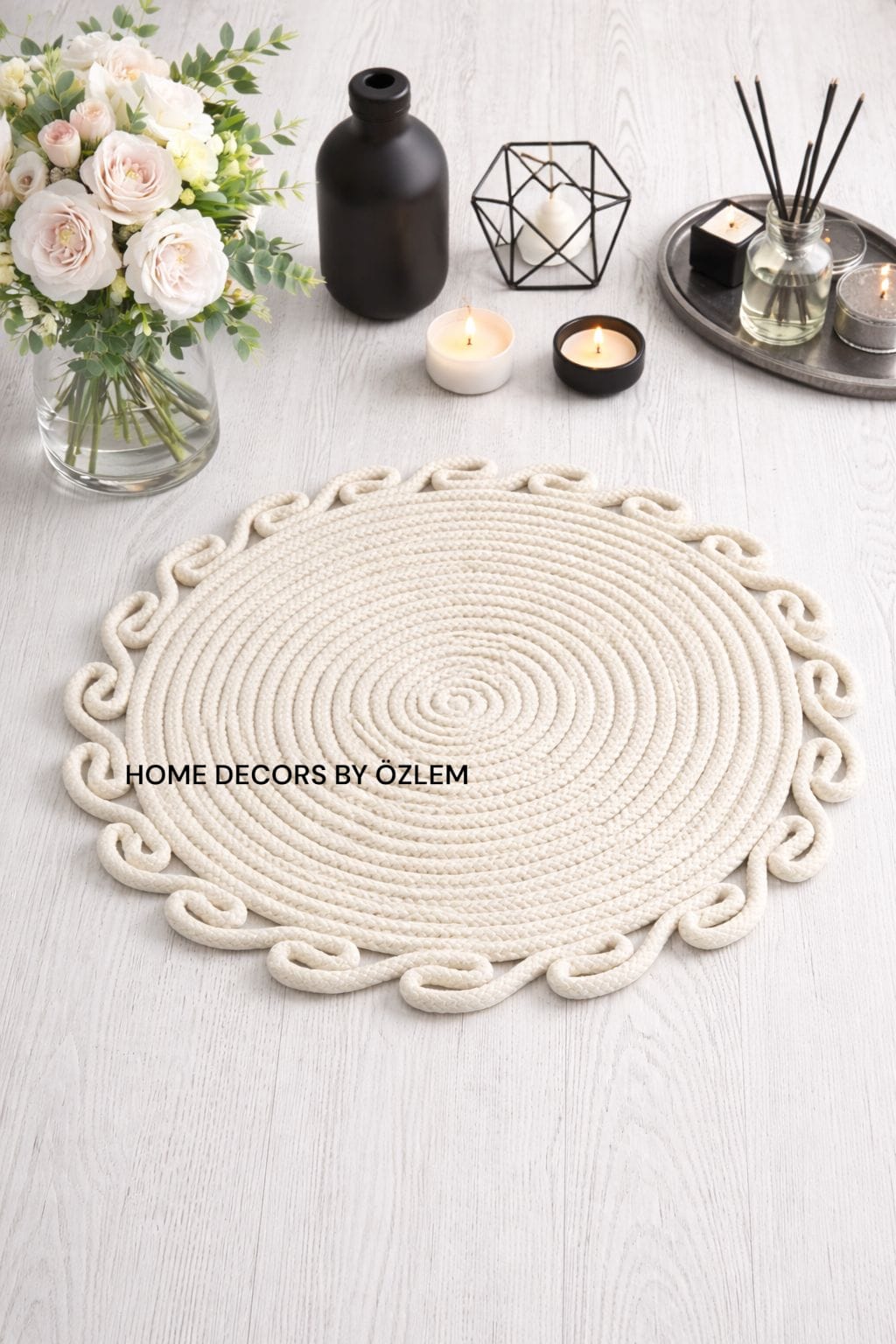 2'li Ekru Supla Takımı Amerikan Servis Organizer Düzenleyici Handmade El Emeği Mutfak - 33x33 cm