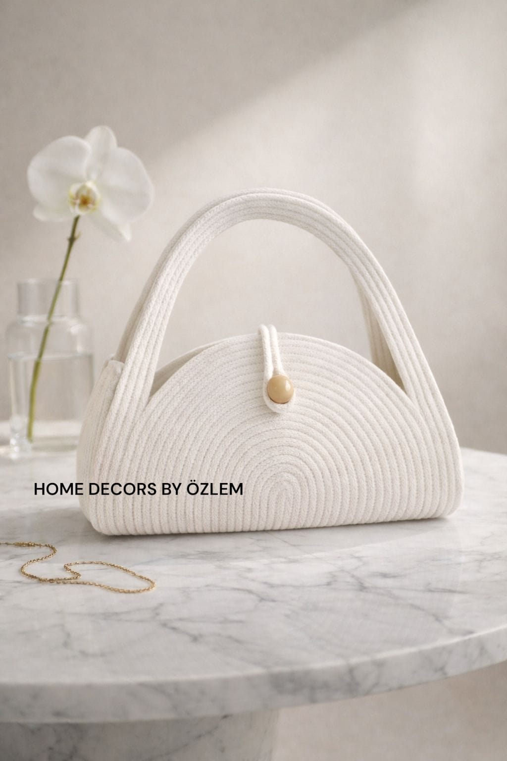 Ekru El Kol Plaj Çantası Günlük Çanta Hasır Çanta El Emeği Handmade - 35x15cm