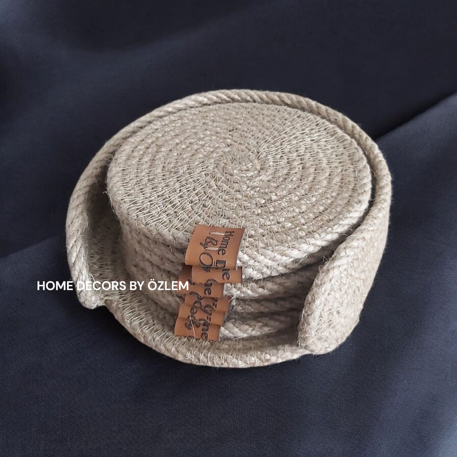 6 Adet Hasır Bardak Altlığı Fincan Altlığı Düzenleyici Handmade Organizer Mutfak Sofra Sunum - 12x12 cm