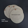 4'lü Hasır Nihale Organizer Düzenleyici Mutfak Sofra Sunum Handmade El Emeği - 22x22 cm