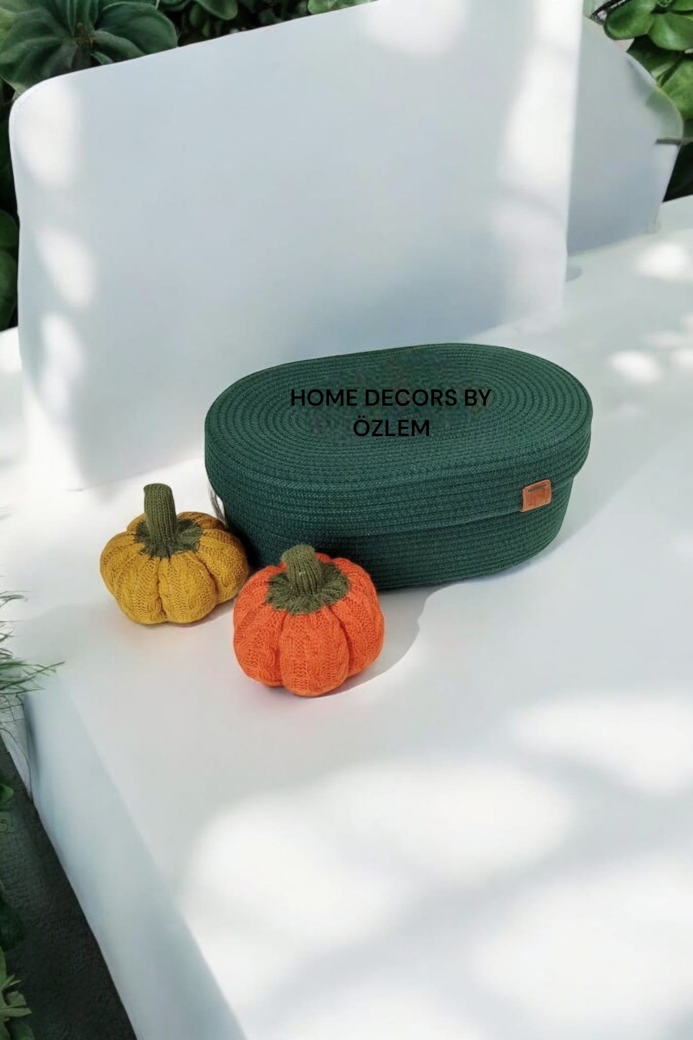 Kapaklı Oval Koyu Yeşil (Çam Yeşili) Sepet Dekoratif Sepet Saklama Kutusu Organizer Düzenleyici Handmade El Emeği - 25x15x10 cm