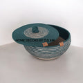Kapaklı Yeşil Hasır Sepet Dekoratif Sepet Saklama Kutusu Organizer Düzenleyici Handmade El Emeği - 30x18 cm