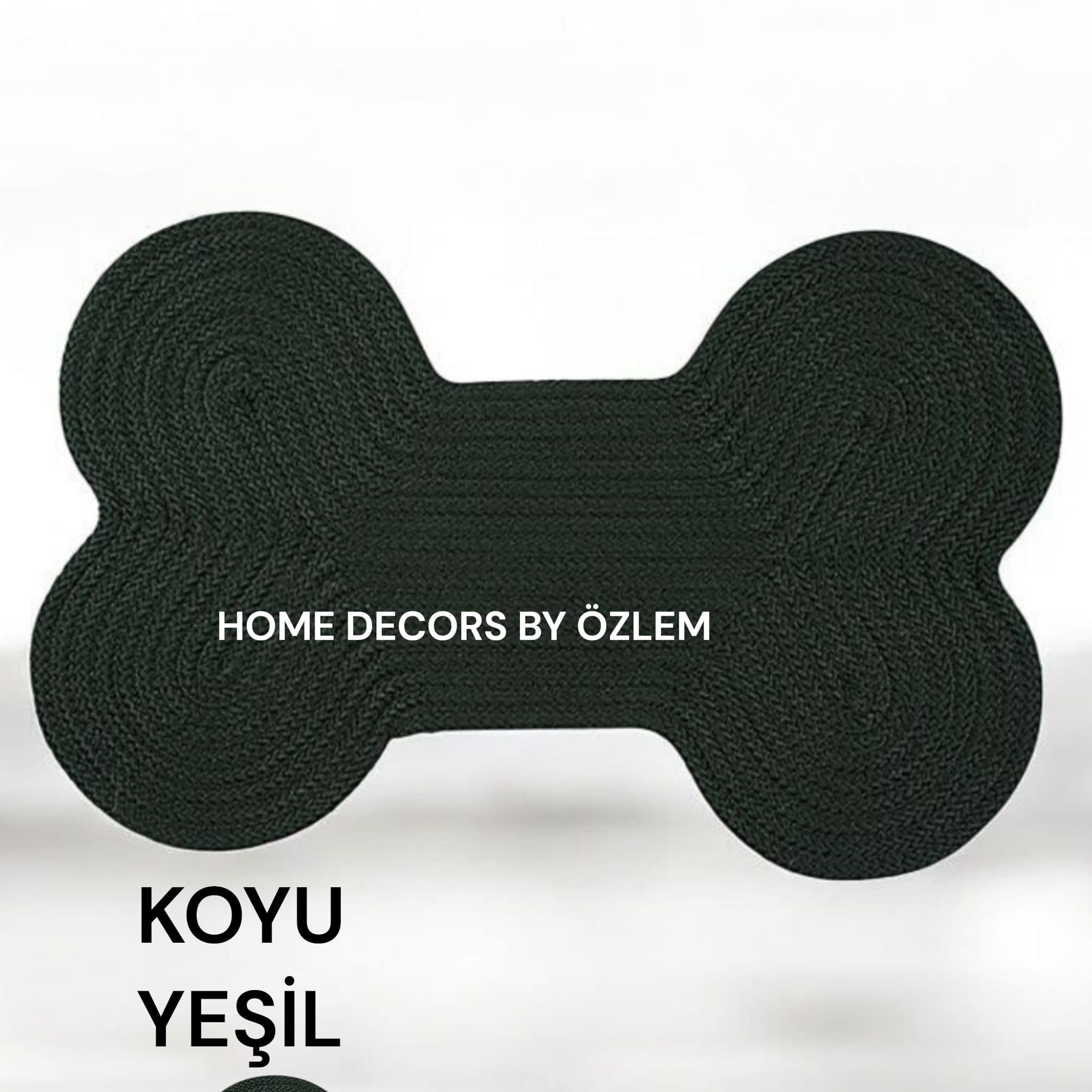 Koyu Nefti Yeşil Kedi Mama Matı Köpek Mama Matı Mama Paspası Düzenleyici Kedi Aksesuarı Organizer Handmade El Emeği - 62x41 cm