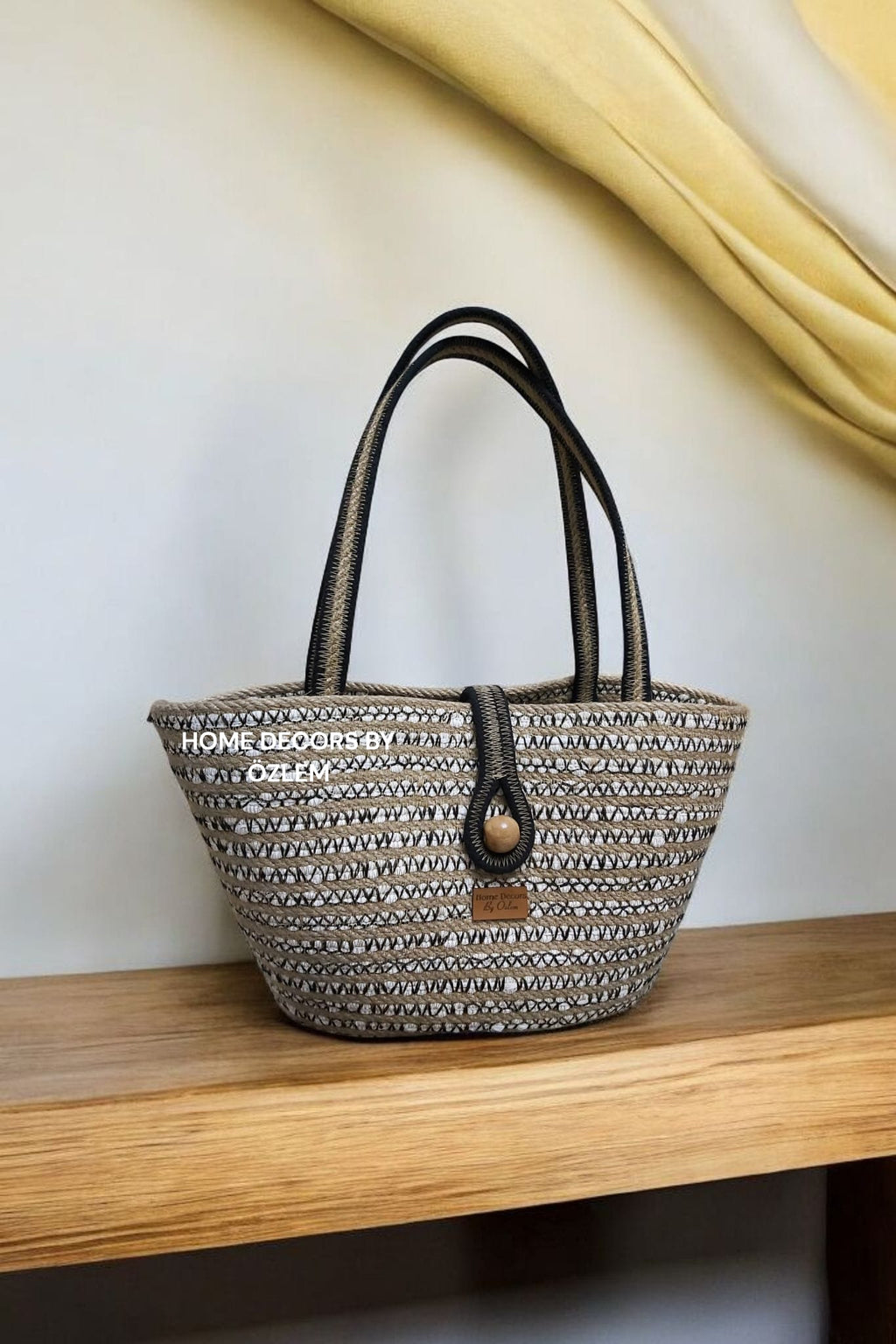 Degrade Hasır Midi Boy El Kol Omuz Çantası Plaj Çantası Günlük Çanta Hasır Çanta El Emeği Handmade - 22x40cm
