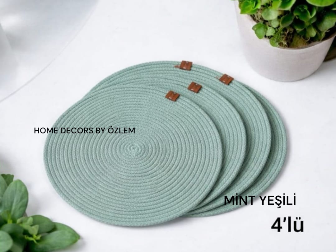 Mint Yeşili Amerikan Servis Supla Düzenleyici Organizer Dekorasyon Handmade El Emeği - 33x33 cm