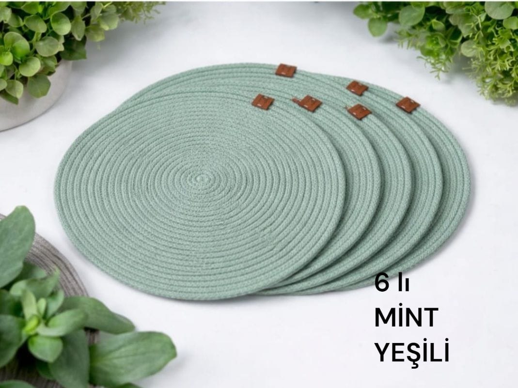 Mint Yeşili Amerikan Servis Supla Düzenleyici Organizer Dekorasyon Handmade El Emeği - 33x33 cm