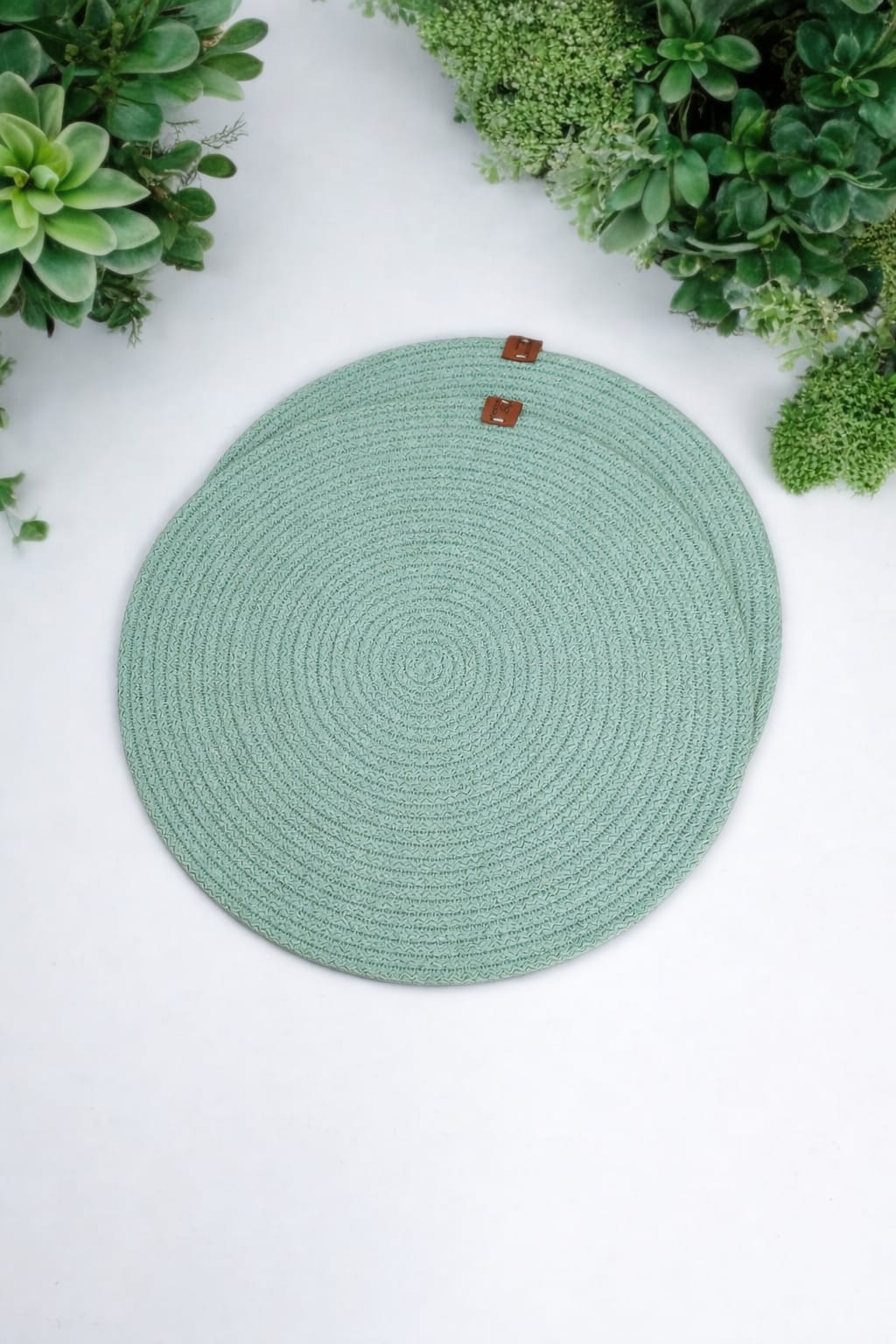 Mint Yeşili Amerikan Servis Supla Düzenleyici Organizer Dekorasyon Handmade El Emeği - 33x33 cm