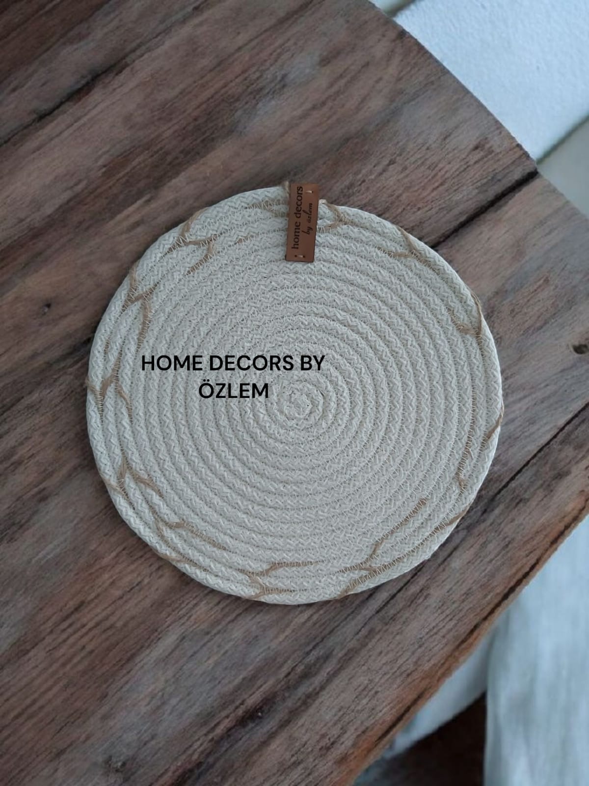 2li EKRU Nihale Hasır Nihale Organizer Sofra Mutfak Düzenleyici Servis El Emeği Handmade - 22x22 cm