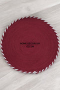 Bordo Beyaz Dekoratif Örtü Masa Örtüsü Runner Düzenleyici Handmade El Emeği Hasır Örtü- 50x50 cm