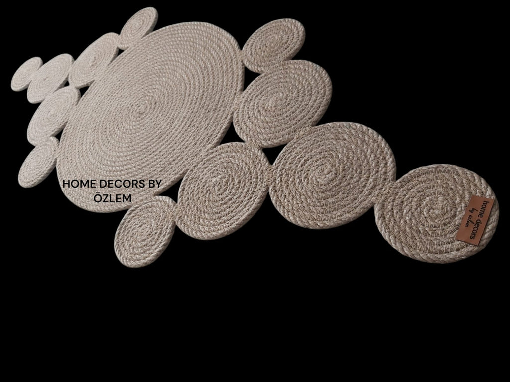 Hasır Dekoratif Örtü Masa Örtüsü Runner Düzenleyici Handmade El Emeği Hasır Örtü- 82x30 cm