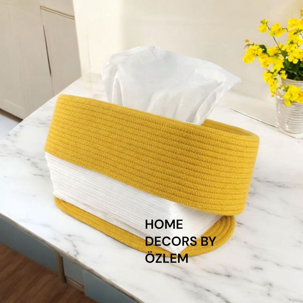Sarı Oval Peçetelik Organizer Düzenleyici Peçete Tutucu Hasır Peçetelik Sofra El Yapımı El Emeği Handmade - 27x15x8 cm