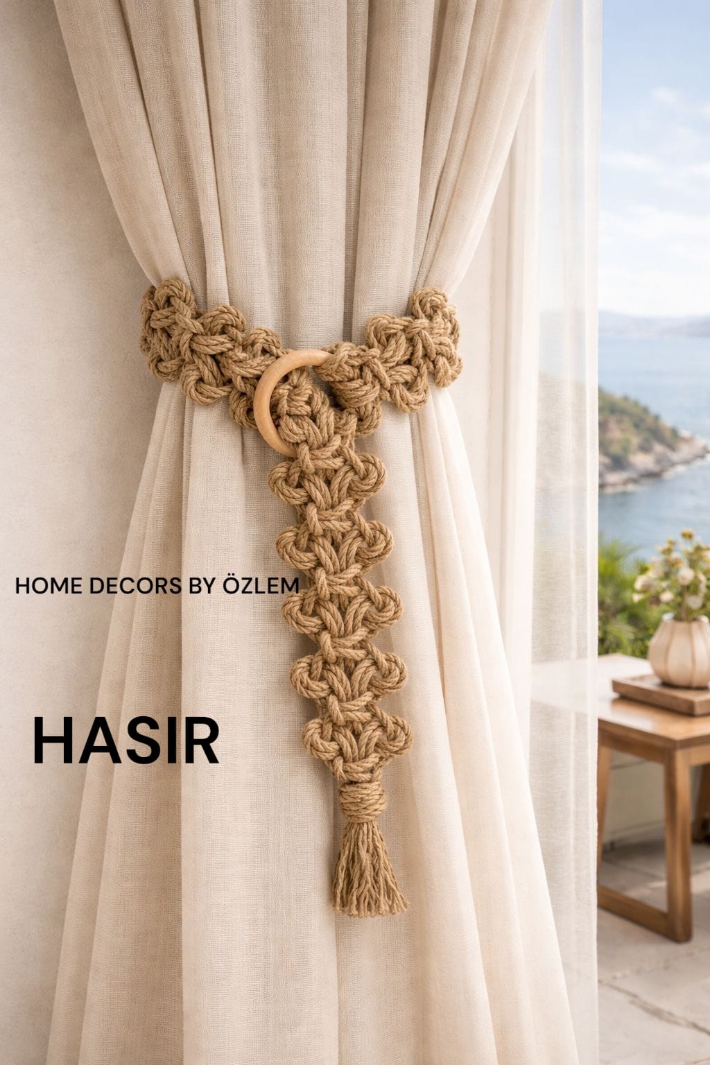 2 Adet HASIR Fon Perde Bağı Aksesuarı Perde Bağlama Aparatı Perde Tutucu Perde Toplayıcı - 80x7 cm