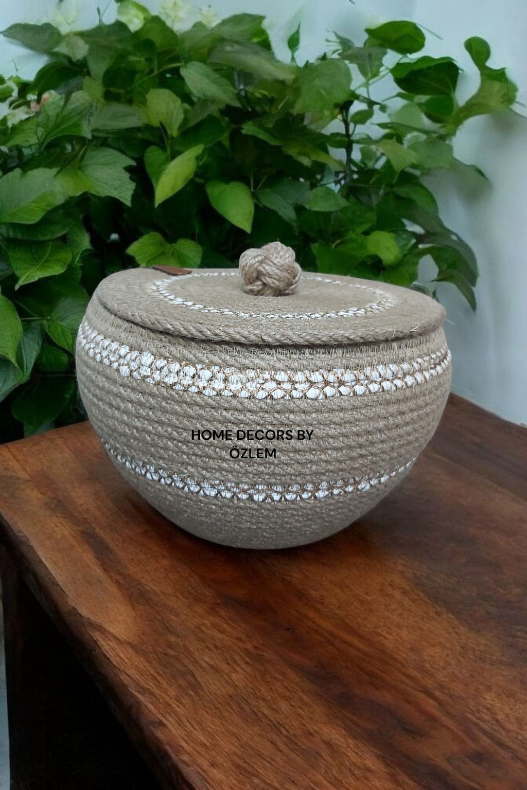 Kapaklı Degrade Hasır Sepet Dekoratif Sepet Saklama Kutusu Organizer Düzenleyici Handmade El Emeği - 22x15 cm