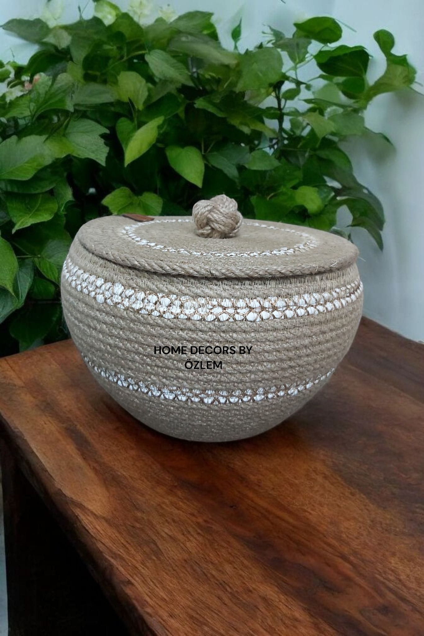Kapaklı Degrade Hasır Sepet Dekoratif Sepet Saklama Kutusu Organizer Düzenleyici Handmade El Emeği - 22x15 cm