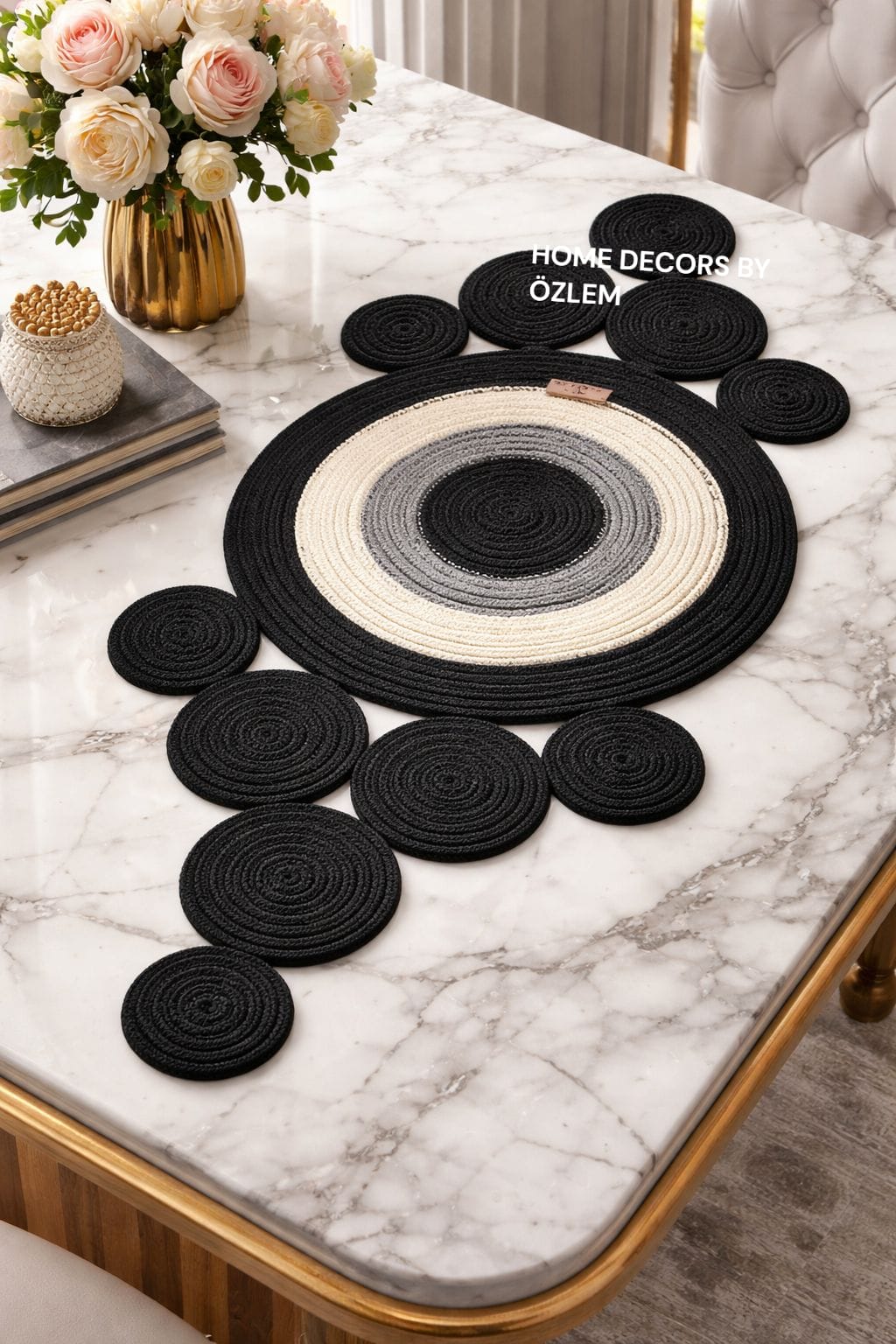 Nazar Runner Dekoratif Örtü Hasır Örtü Masa Örtüsü Düzenleyici - 82x30 cm