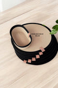 Bej Siyah 6 Kişilik 7 Parça Amerikan Servisi Supla Takımı Organizer Servis Saklama kutusu Hasır Sepet - Supla:33x33 cm / Oval Ekmek Sepeti:26x18x6 cm