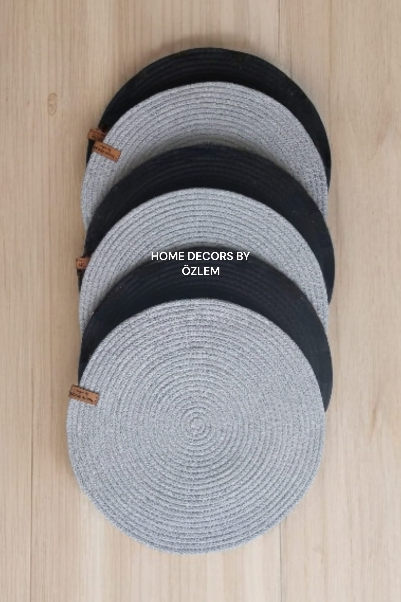 Siyah Gri Amerikan Servis Supla Düzenleyici Organizer Dekorasyon Handmade El Emeği - 33x33 cm