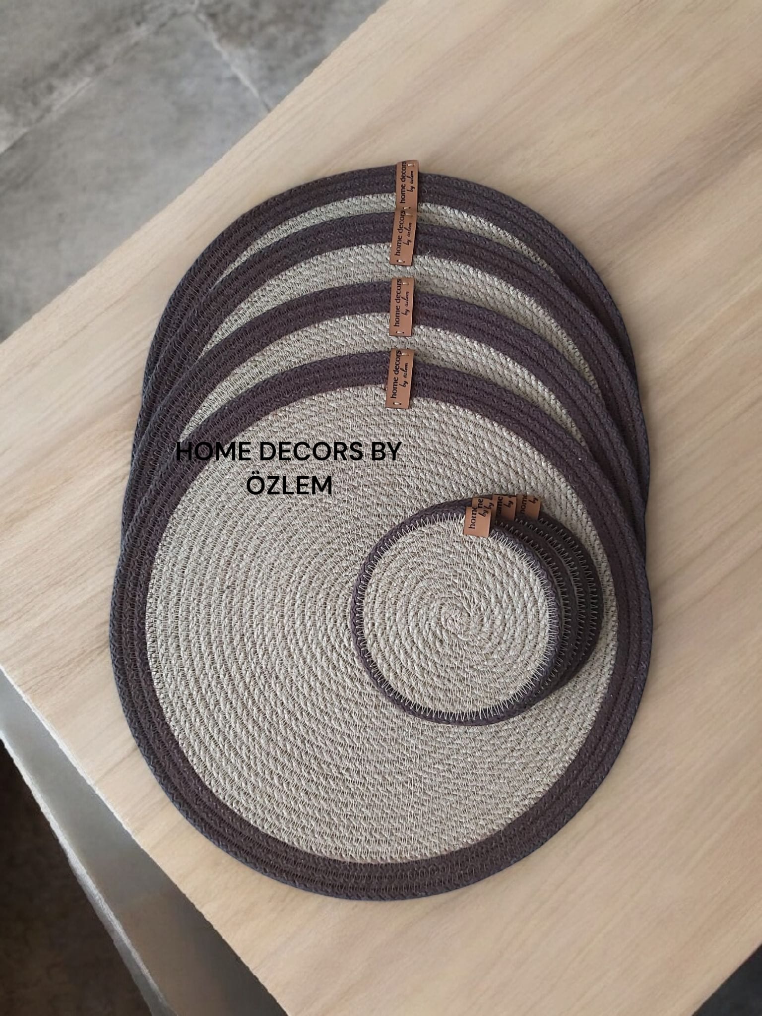 Hasır Kahverengi Amerikan Servis Supla Düzenleyici Organizer Dekorasyon Handmade El Emeği - 33x33 cm / 12 cm