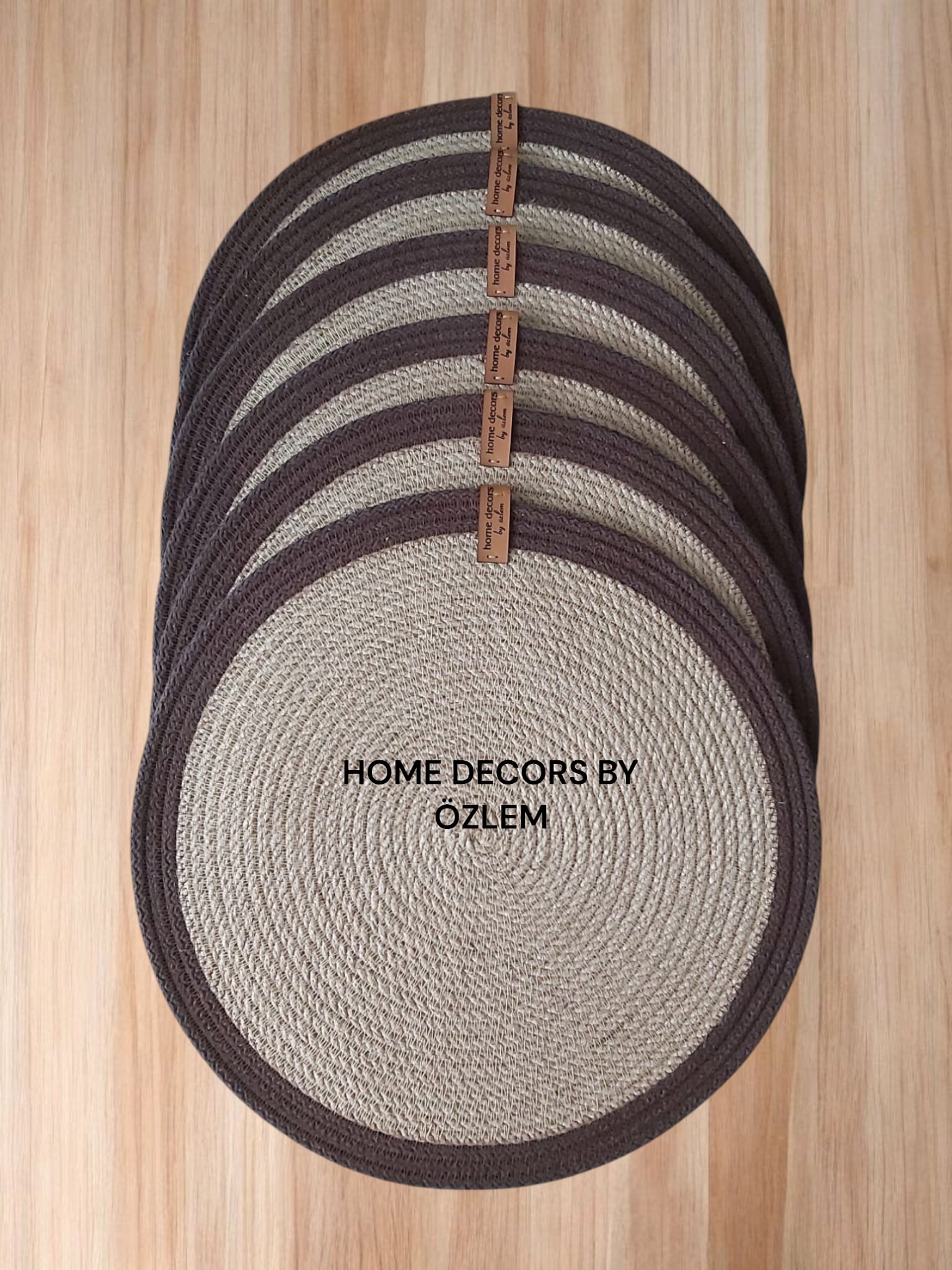 Hasır Kahverengi Amerikan Servis Supla Düzenleyici Organizer Dekorasyon Handmade El Emeği - 33x33 cm