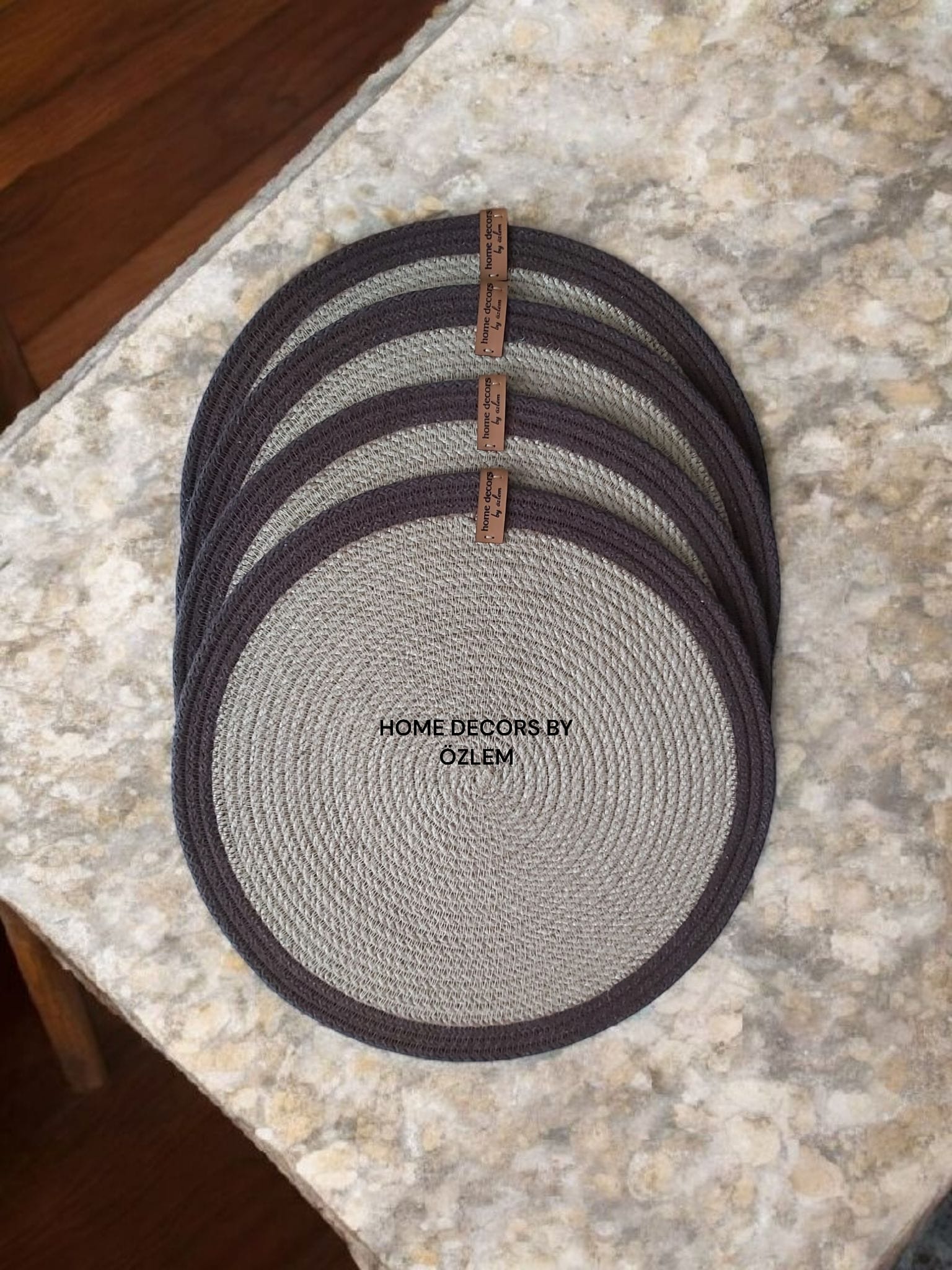 Hasır Kahverengi Amerikan Servis Supla Düzenleyici Organizer Dekorasyon Handmade El Emeği - 33x33 cm