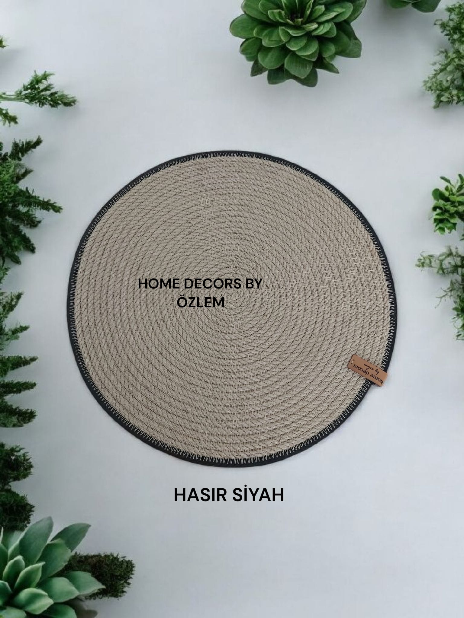 Siyah Hasır Amerikan Servis Supla Düzenleyici Organizer Dekorasyon Handmade El Emeği - 33x33 cm