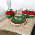 Kırmızı Ekru Yeşil 6 Kişilik 14 Parça Amerikan Servisi Supla Takımı Organizer Servis Saklama kutusu Hasır Sepet - Supla:33x33cm / Bardak Altlığı: 12x12cm / Oval Kapaklı Sepet: 30x18x12cm / Yuvarlak Kapaklı Sepet: 18x12cm